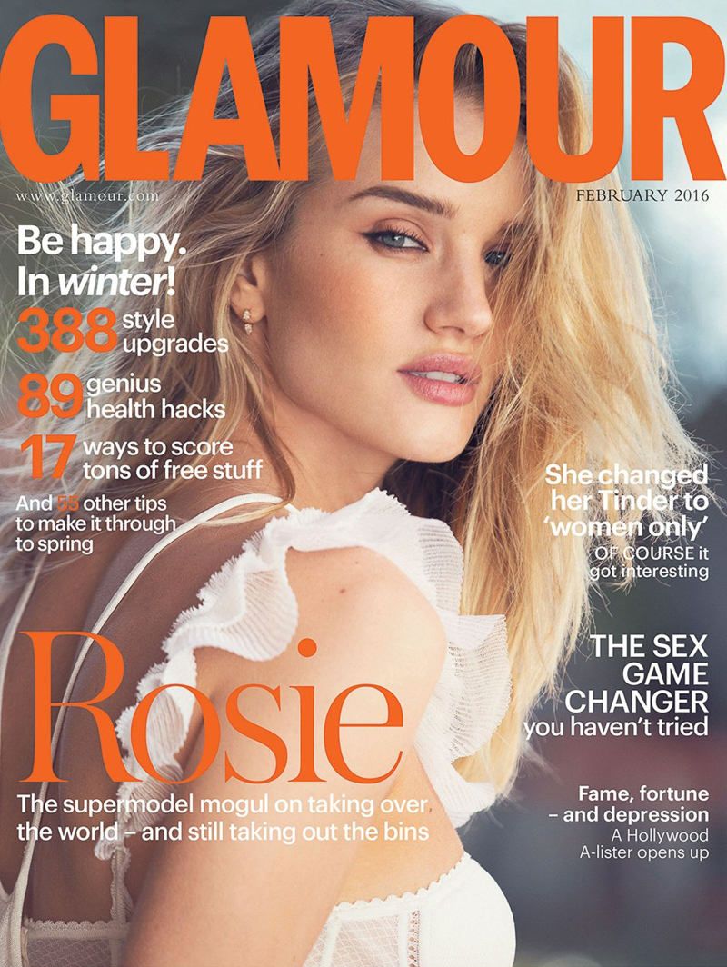 Glamour UK February 2016 – Rosie Huntington Whiteley by David Bellemere